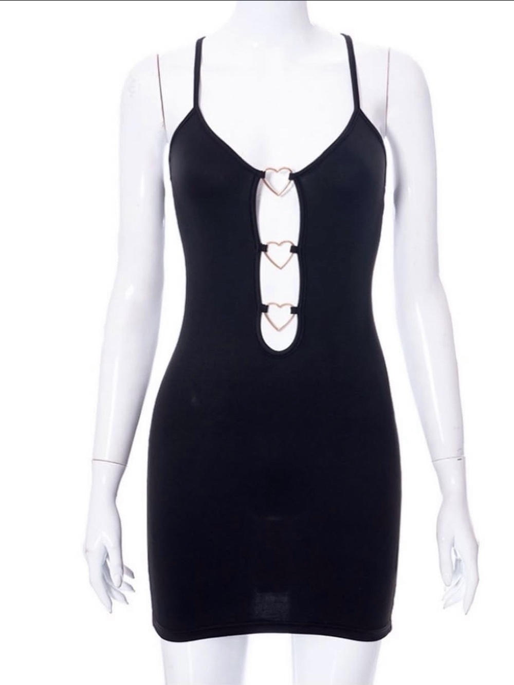 Black Mini Dress with Heart Cutouts